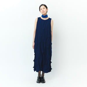 Rolled-Up Shibori Sleeveless Dress, Amundsen/Solid Color