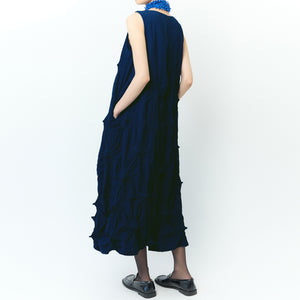 Rolled-Up Shibori Sleeveless Dress, Amundsen/Solid Color