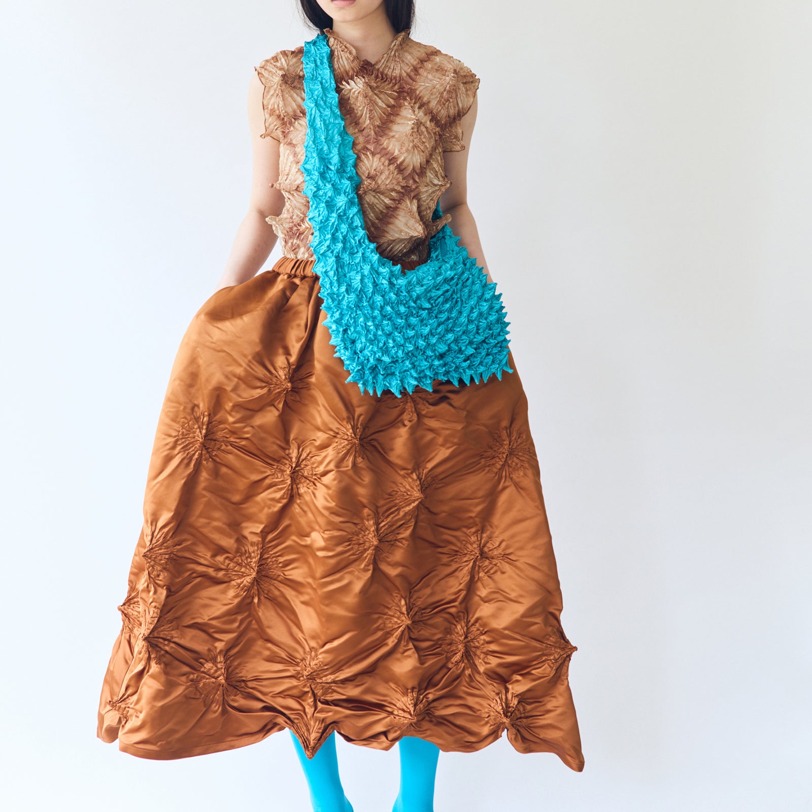 Rolled-up Shibori Skirt