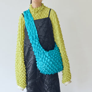 Spiky Shibori Puff Sleeve Top - Decine/Solid Color