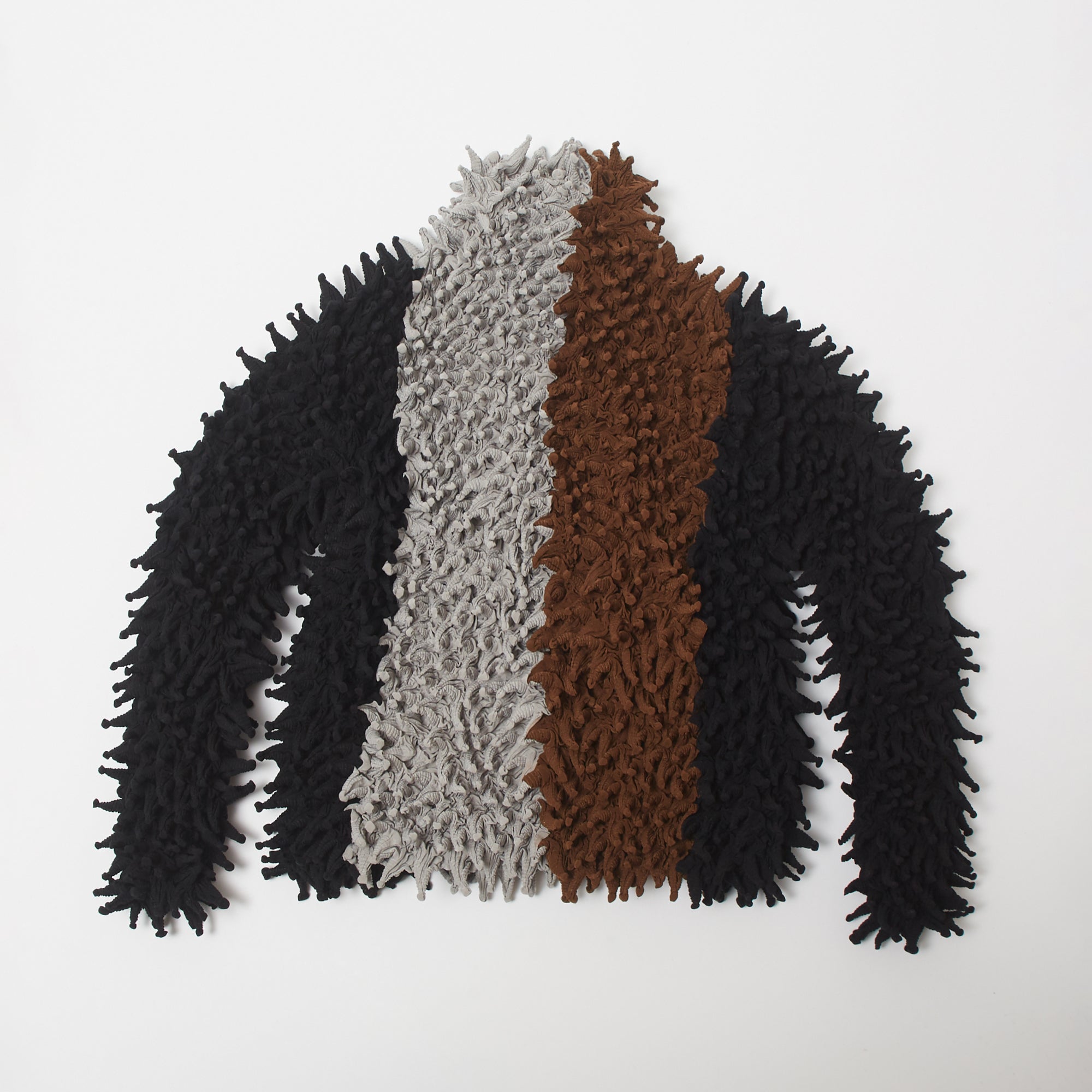 Spiky Shibori Long Sleeve Top - Crepe de Chine/Stripe - BUNZABURO
