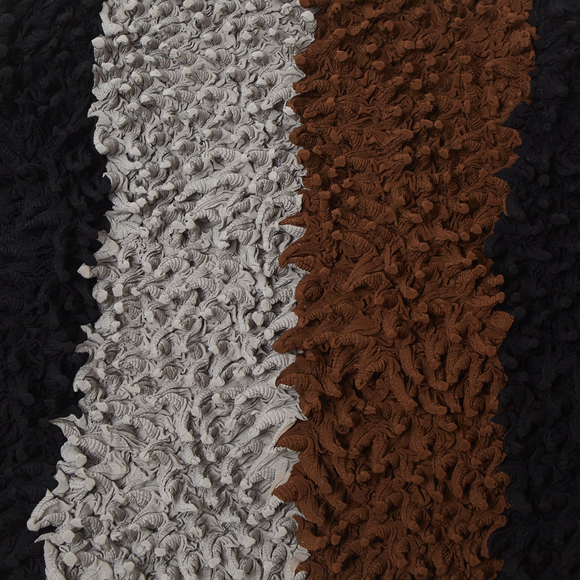 Spiky Shibori Long Sleeve Top - Crepe de Chine/Stripe - BUNZABURO