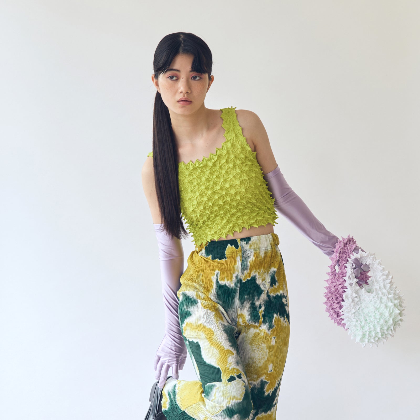 Spiky Shibori Crop Camisole - Taffeta