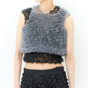 ボタタンクルーネックトップス スリーブレス