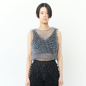 ボタタンクルーネックトップス スリーブレス