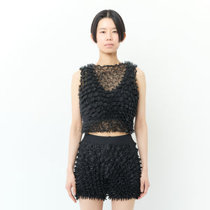 ボタタンクルーネックトップス スリーブレス