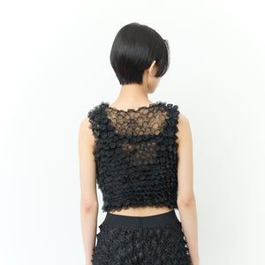 ボタタンクルーネックトップス スリーブレス