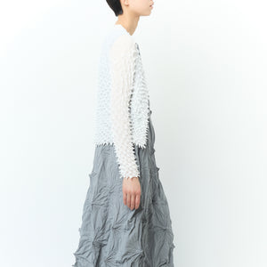 Spiky Shibori Short Cardigan - Chiffon/Solid Color