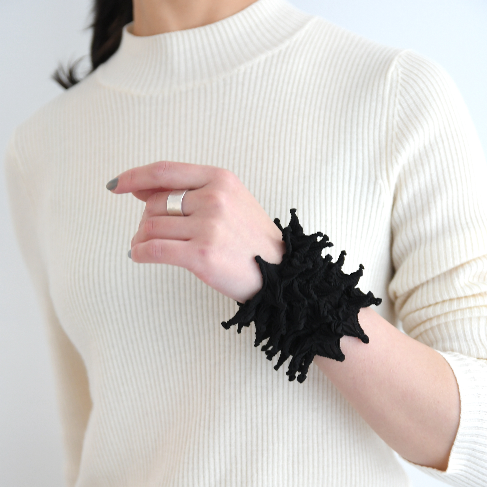 Spiky Shibori Bracelet Narrow Width Matte Solid Color